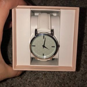 White and grey polka dot watch
